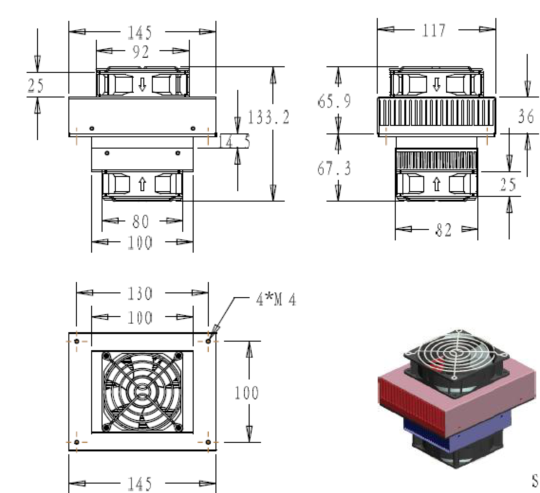 WFF-42W-12-C Thermoelectric Cooler Assembly-- Air to Air  