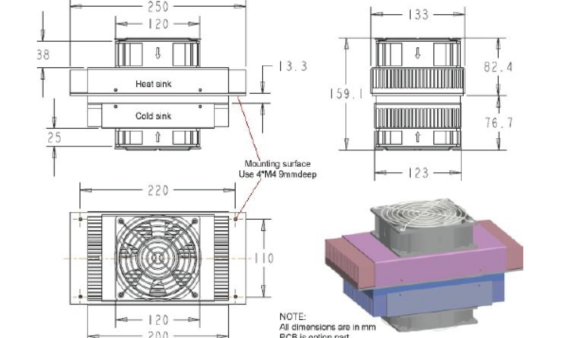 WFF-100W-24-C Thermoelectric Cooler Assembly-- Air to Air 