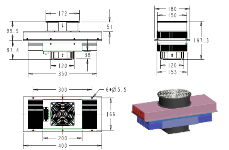 WFF-200W-48-C Thermoelectric Cooler Assembly-- Air to Air