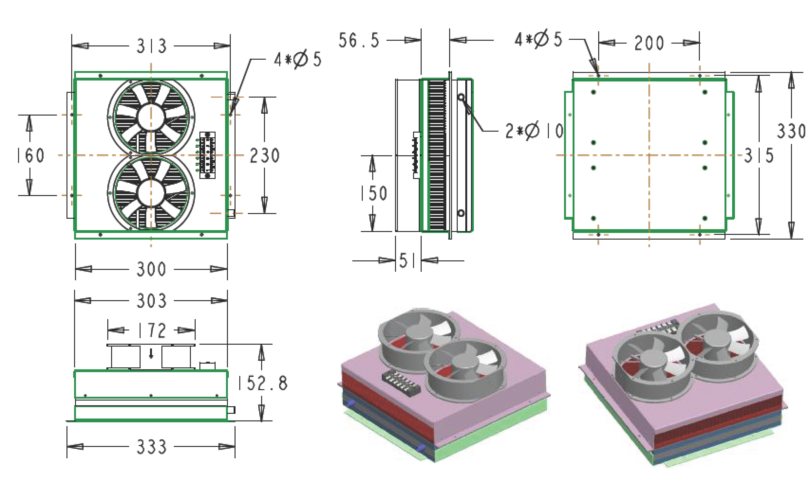 WFW-400W-24-C Thermoelectric Cooler Assembly-- Air to Water